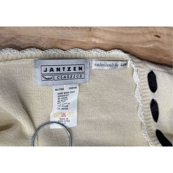 Jantzen classics size large black cream satin red embroidery Vintage - Picture 11 of 16